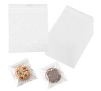 200 Pcs Cookie Bags, Self Seal Sweet Bags with White Polka Dots, 10x10x3cm Small Cellophane Bags for Biscuits, Party Favours and Homemade Treats, Multipurpose Packaging Solution