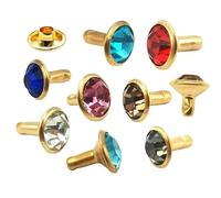 200 Pcs Crystal Rivets, Rhinestone Rivets Studs Rapid Rivet Silver Red Color Spots Studs for Leather Craft DIY Making (Mixed Colors,6mm,8mm)