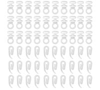 200 Pcs Curtain Hooks Set, 100 Pcs White Plastic Curtain Track Rail Gliders Rings with 100 Plastic Drapery Curtain Hooks, Ceiling Curtain Rail Slider Rollers Hook for Windows, Doors & Shower Curtains