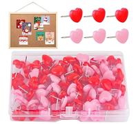200 Pcs Cute Push Pins, Drawing Pins, Pink Heart Thumb Tacks, Cute Wall Tacks, Decorative Thumb Tack, Heart Push Pin, for Bulletin Board in Home School Office, Pink and Red