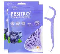 200 Pcs Dental Floss, Floss Sticks Dental 2 in 1 Toothpick Disposable Floss Picks for Interdental Cleaning (Purple)