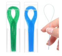 200 PCS Dental Floss Thread, Deep Clean Braces Floss Nylon Loop Design Braces Bridge Flossers for Adults Bridges Orthodontic Dental Flossers Threaders with Box (Blue,Green)