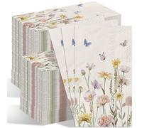 200 Pcs Disposable Floral Paper Napkins Decorative Floral Themed Hand Towels for Bathroom, Disposable Guest Napkins for Wedding, Birthday Party, Baby Shower, Spring Summer Table Decor