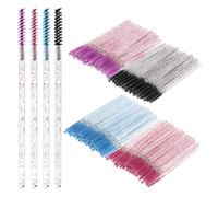 200 Pcs Disposable Mascara Wands, Mini Crystal Eyelash Brush Skinny Eyebrow Spoolies Thin Mascara Wands Micro Brush Lash Extension Supplies Lashes Extension Tools