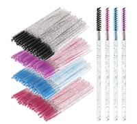 200 Pcs Disposable Mascara Wands Mini Eyelash Brushes Crystal Lash Spoolies Skinny Spoolies for Eyelash Extensions Micro Brush Lash Extension Supplies Lashes Extension Tools (4 Colors)