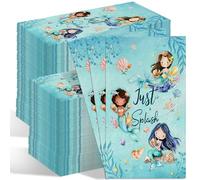 200 Pcs Disposable Mermaid Themed Paper Napkins, Decorative Mermaid Hand Towels for Bathroom, Disposable Guest Napkins for Wedding, Birthday Party, Baby Shower, Under the Sea Table Decor