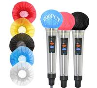 200 Pcs Disposable Microphone Cover, Non-woven Handheld Microphone Windscreen with Elastic Band, Clean and No-odor Mic Covers for KTV, Interview, Recording Studio, Performance, Speech (Color)