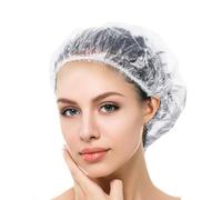 200 PCS Disposable Shower Caps, Plastic Clear Thickening and Thick Waterproof Caps for Hair Treatment, Spa, Hotel and Hair Solon, Home Use,Portable Travel
