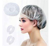 200 PCS Disposable Shower Caps Thickened Waterproof Hair Bath Caps for Women Men Girls Travel Spa Hotel Home Use Salon - Multi-Purpose Elastic Plastic Clear Shower Caps, Essentials Accessories(18.1")