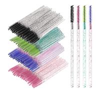 200 Pcs Disposable Thin Mascara Wands 4 Colors Mini Eyelash Brushes Crystal Lash Spoolies Precision Skinny Spoolies for Eyelash Extensions Micro Brush Lash Extension Supplies Lashes Extension Tools