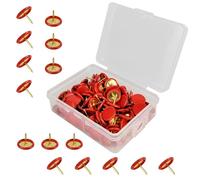200 Pcs Drawing Pins, Metal Flat Push Pins, Thumb Tacks, Round Head Drawing Pins with Storage Box for Map, Photo Wall, Office, Corkboards (Red, 200)