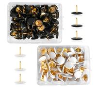 200 Pcs Drawing Pins, Round Head Push Pins Thumb Tacks for Pinboard Cork Board Notice Board Map (White+Black)