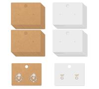 200 Pcs Earring Display Cards for Selling, Jewellery Display Cards, Hanging Earring Holder Card with Holes, White & Brown Kraft Paper Earrings Tags for DIY Earrings Jewelry Displaying(2 x 1.77)