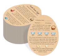 200 PCS Egg Handling Instruction Cards, Double-sided Printing Egg Carton Stamp Bulk Labels with Washed/Unwashed Fresh Eggs Care Accessories Card Label for Basket Farm Business Accessories (3.5 x 2.7”)