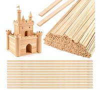 200 Pcs Extra Long Natural Bamboo Sticks - 15.7 x 0.35 Inch Strong Wood Strips, Multipurpose Wooden Craft Sticks for DIY Craft Projects, Handmade Decor, Model Building & Art Supplies