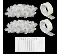 200 Pcs Eyelash Extension Ring Cups with 2 Slots, Includes 2 Rolls Glue Point and a Glue Table, Professional Lash Fan Cups for Eyelash Extensions, Essential Supplies for Lash Artists