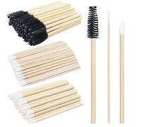 200 PCS Eyelash Extension Supplies Kit,Bamboo Handle Disposable Lash Spoolies Brushes Micro Swab Brushes Mascara Wand Lip Brushes for Eyelash Extension Tattoo Lipstick Applicatorr (Black-A set)