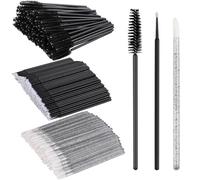 200 PCS Eyelash Extension Supplies Kit include a disposable micro swab brush, eyebrow comb, lip balm brush, mascara brush, makeup brush, for eyelash extension surgery, and lip makeup (Black)