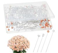 200 Pcs Floral Pins, 4 Styles Corsage Pins Straight Pin Sewing Pearl Pin Diamond Pines Floral Bouquet Accessories Boutonniere Supplies for Bouquets Hat Corsage Crafts (White, Brown,Clear)