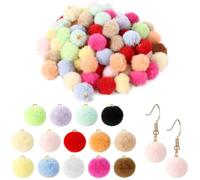 200 PCS Fluffy Pom Pom Charms, DIY Colorful Pompom with Metal Loop, Mixed Colors Soft Balls for Earrings, Bracelets, Necklaces, Keychains, Bag Charms, Tassel Accessories Crafts