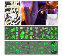 200 PCS Glow Tattoos for Kids, Space & Illumination Theme Luminous Temporary Tattoo Stickers, Waterproof Kids Temporary Tattoos, for Kids Party Favors Toys Party Games Supplies
