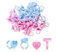 200 Pcs Glue Rings, Blue Lashes Glue Ring Cup Plastic Makeup Glue Holder Rings Lashes Quick Blossom Cups for Eyelash Extension