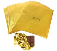 200 PCS Gold Foil Chocolate Bar Wrappers, Shiny Smooth Sheets for Chocolate Packaging, for Parties, Gifts, and Holiday Events, Fits Various Chocolate Sizes