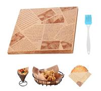 200 PCS Greaseproof Paper Sheets Old Newspaper Printing Style Greaseproof Wrap Paper Food Burger Wrapping Sheets Greaseproof for Bread Sandwich Chip