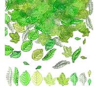 200 Pcs Green Acrylic Leaf Beads, Transparent Tree Leaves Charms for Jewelry Making Leaves Jewelry Pendants Green Leaf Bead Caps for DIY Spring Crafts Earring Bracelet
