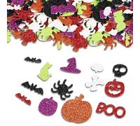 200 Pcs Halloween Foam Stickers, Self-Adhesive Pumpkin Spider Shape Stickers, Trick or Treat Party Bag Fillers, Glitter Halloweens Craft Sticker for Hildren's Halloween Party Arts and Crafts Decor