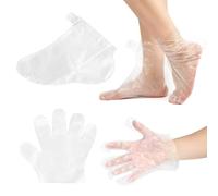 200 Pcs Hand and Foot Paraffin Wax Bath Liners, Clear Hand and Foot Mask Socks Bags for Feet Pedicure Hand Hot Spa Paraffin Wax Booties Gloves Covers with 200 Pcs Stickers