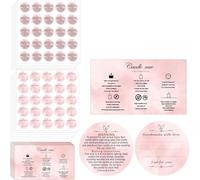 200 Pcs Handmade with Love Scented Label 200 Pcs Candle Warning Stickers 50 Pcs Candle Care Card Instruction Set Romantic Valentine's Artisan Candle Packaging of DIY Safety Decal