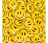 200 Pcs Happy Smile Face Button Pin Retro Pinback Badge Classic Smile Face Pin for Backpacks Accessory Women's Novelty Buttons and Pins, 1.25 Inch Diameter(Yellow)