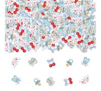 200 Pcs He's The Cherry On Top Confetti, Coquette Baby Shower Table Confetti Blue Babysuit Cherry Bow Scatter Sweet Berry Fruit Theme Table Decor for Baby Shower DIY Crafting Supplies