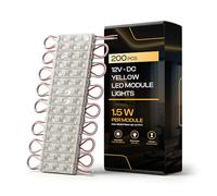 200 Pcs Injection LED Module for Signs White 1.5W 12V DC 7714 SMD 3 LEDs Waterproof Decorative Light for Letter Advertising Signs with Tape Adhesive Backside. (Yellow)