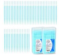 200 PCS Interdental Brushes, Dual-Use Dental Toothpicks, Silicone Tooth Floss Sticks, Dental Picks Cleaning Tool,Dental Brushes Disposable for Teeth Cleaning(Blue)