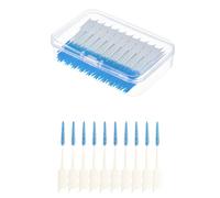 200 PCS Interdental Brushes, Dual-Use Silicone Dental Floss Sticks for Oral Cleaning, Portable Tooth Gap Brush Picks for Teeth, Braces, Implants, Blue Dental Picks with Travel Storage Box