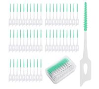 200 PCS Interdental Brushes Green, Dental Floss Sticks, Soft Silicone Tooth Picks Floss Sticks for Oral Cleaning Protecting Teeth