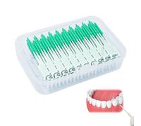 200 Pcs Interdental Brushes - Green Floss Picks for Braces, Orthodontic Care, and Oral Hygiene, Includes Storage Case for On-The-Go Dental Cleaning