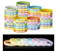 200 Pcs JBOS Custom Luminous Silicone Wristbands ，Glow in the Dark Personalized Rubber Bracelets with Logo for Events, Parties, Fundraisers, Bulk Orders