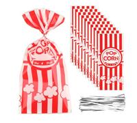 200 Pcs Jumbo Popcorn Favor Bags - Striped Party Treat Pouches with Twist Ties for Cinema, Carnival, Wedding & Candy Gifts | Sweet Snack Containers for Biscuits and Film Events