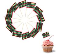 200 Pcs Juneteenth Mini Toothpick Flags, Afro American Pan African Flag Toothpick for Cupcake Fruit Cocktail Appetizer, Black Liberation Celebration Cake Picks for Juneteenth Day