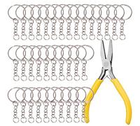 200 pcs Key Chain Rings with Plier, VEINARDYL 2.5cm Keyrings with Chains and Open Jump Rings, Split Key Rings for Crafts Making