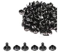200 Pcs Leather Rivets, Black Metal Double Cap Rivets Snaps Studs for Clothes Shoes Handbag Belts Crafting Repairs, 12mm x 10mm