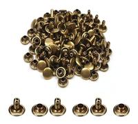 200 Pcs Leather Rivets, Bronze Metal Double Cap Rivets Snaps Studs for Clothes Shoes Handbag Belts Crafting Repairs, 10mm x 10mm