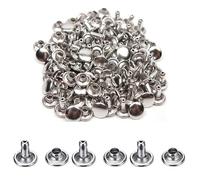 200 Pcs Leather Rivets, Silver Metal Double Cap Rivets Snaps Studs for Clothes Shoes Handbag Belts Crafting Repairs, 8mm x 10mm