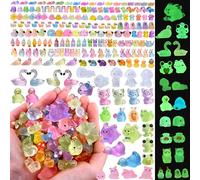 200 Pcs Luminous Mini Resin Animals figures miniature 36 Styles Glow in The Dark Tiny Animal Little Small Figurines Bulk for Micro Fairy Garden Landscape Accessories Mini Ducks Frogs Dinosaurs piglets