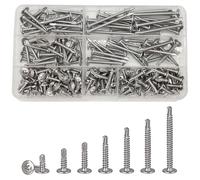 200 Pcs M4.2 Wafer Head Self Phillips Drilling Screws, Stainless Steel Round Head Self Drilling Screws for Metal, Truss Head Self Driller Assortment Kit(13-50mm)