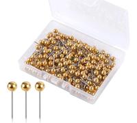 200 PCS Map Push Pins, World Map Pins, Round Head Drawing Pins for Travel Map, Small Thumb Tacks, Marking Pushpins for Cork Board, Bulletin, Picture, Photo, DIY Craft (Gold)