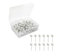200 Pcs Map Tacks Push Pins Round Plastic Head Tacks Pushpin Marking Thumbtacks Pins for Cork Board Notice Board Bulletin Board Fabric Marking White Drawing Pins